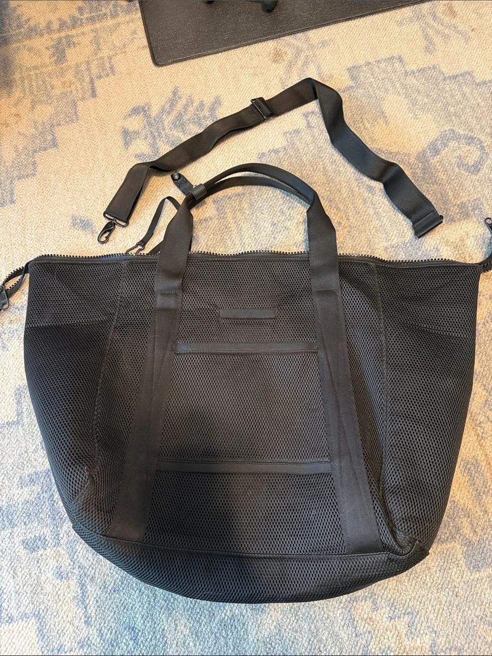 Dagne Dover Black Mesh Duffel with Detachable Strap